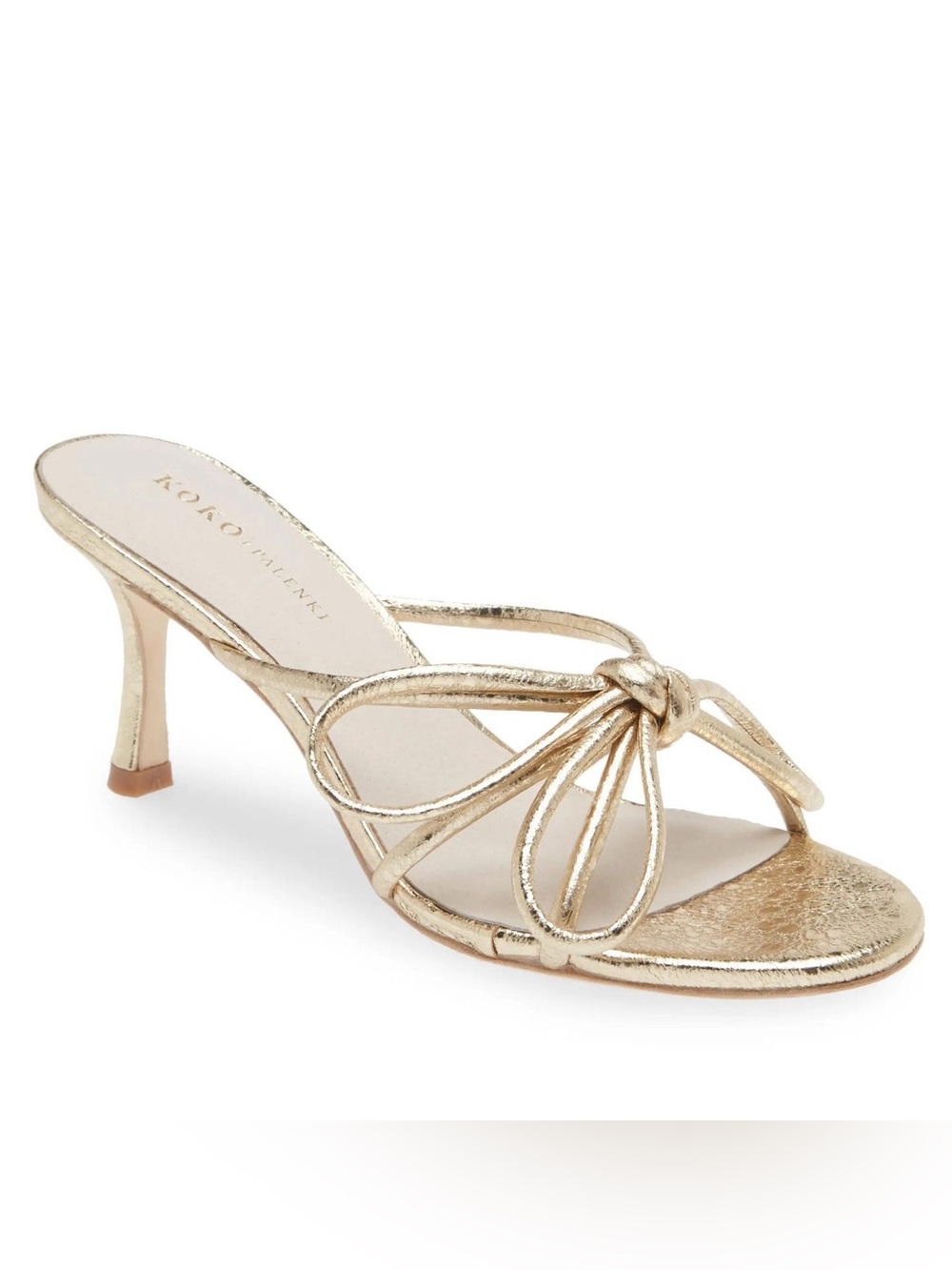 KOKO + Palenki Barely Gold Leather String Bow Slide Heel size 8